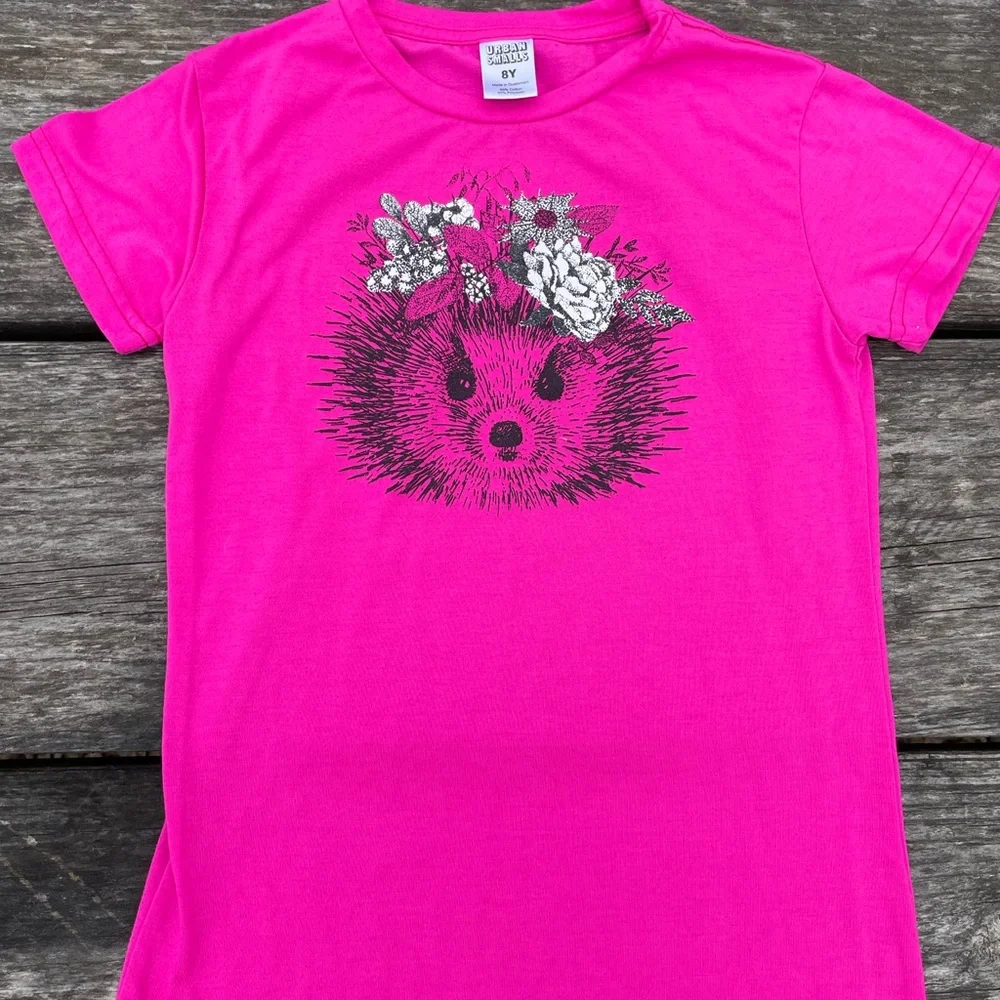 Girls Pink Hedge Hog 8Y T- Shirt - Picture 1 of 4